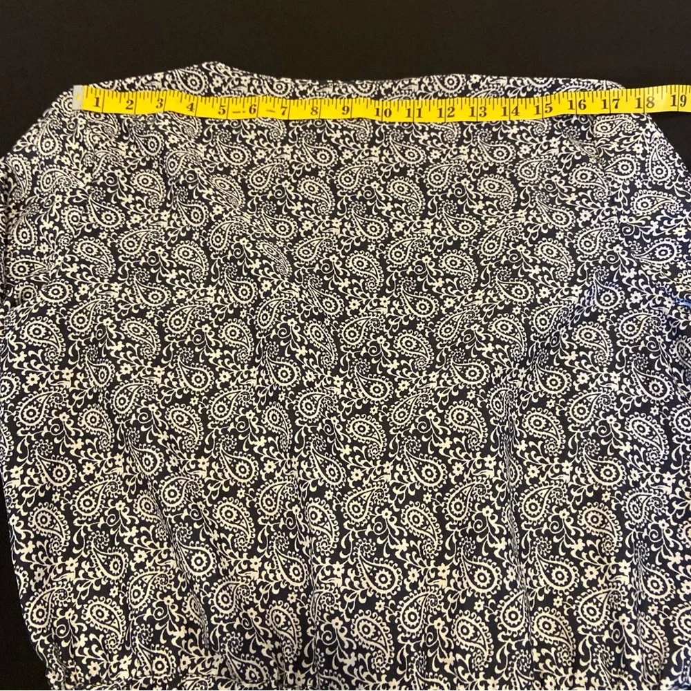 Ann Taylor Loft Aztec Long Sleeve Romper Sz 6 Navy Blue Geo Print Pockets - Picture 12 of 12